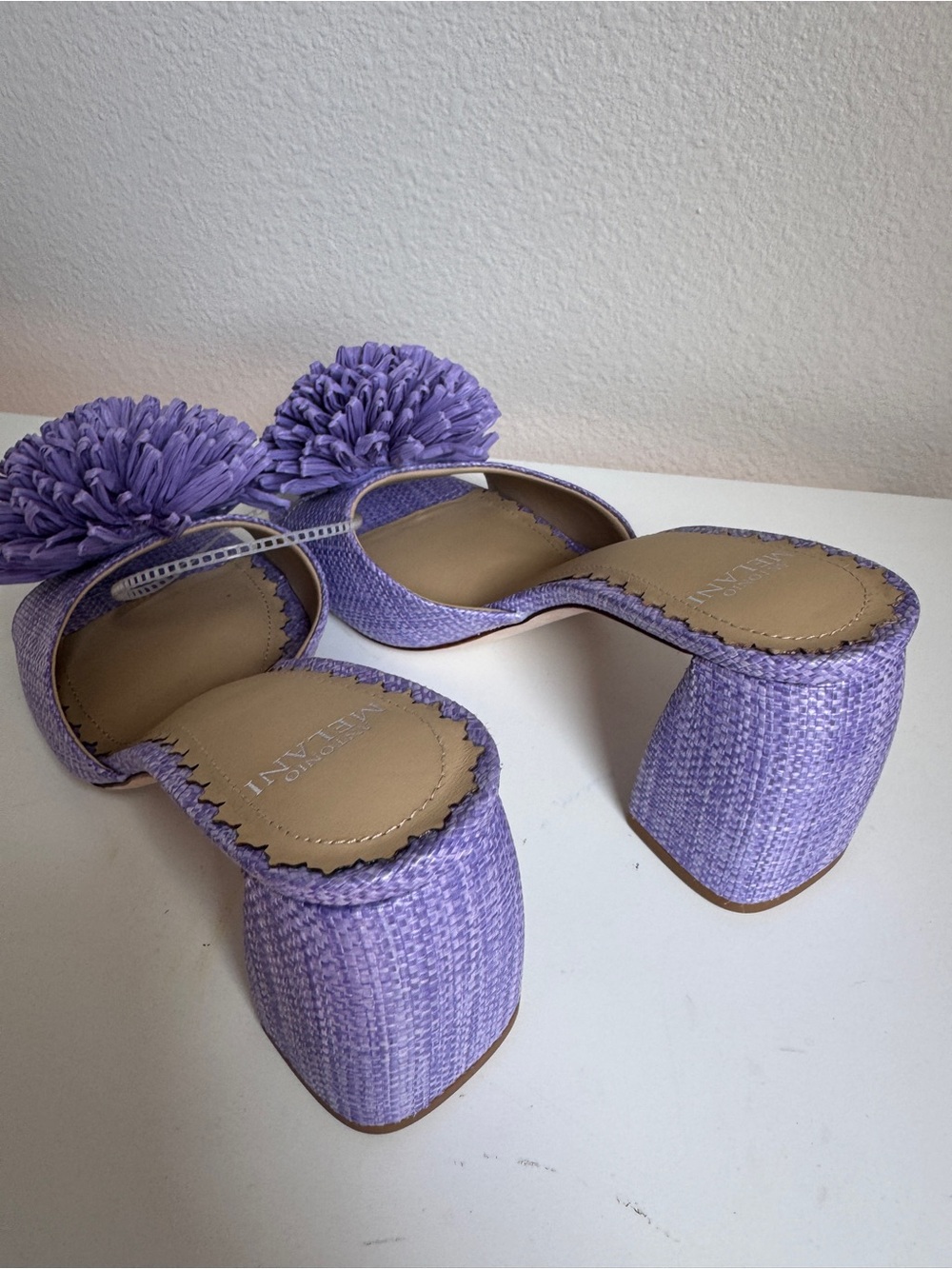 NWT Antonio Melani Glora Purple Raffia Flower Dress Sandals Sz 8,5 - Picture 8 of 10